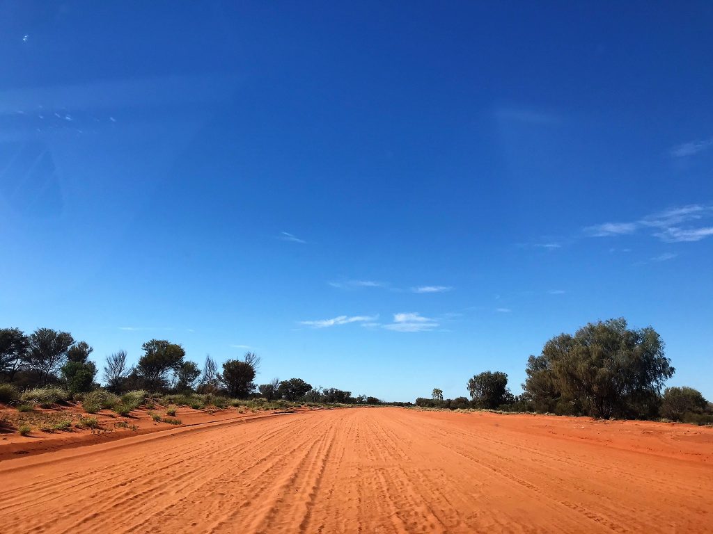dirt road to Ewaninga rock carvings Alice Springs